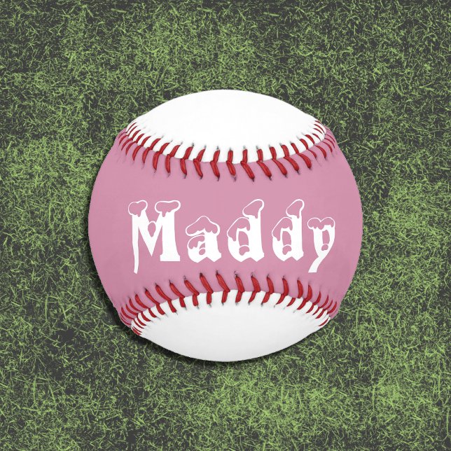 Pink and white personalised girl baseball (Pink and white personalized girl baseball (front))