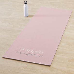 Pink and White Personalised Monogram Name Yoga Mat