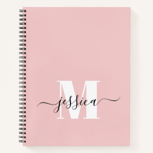Pink and White Personalised Monogram Notebook