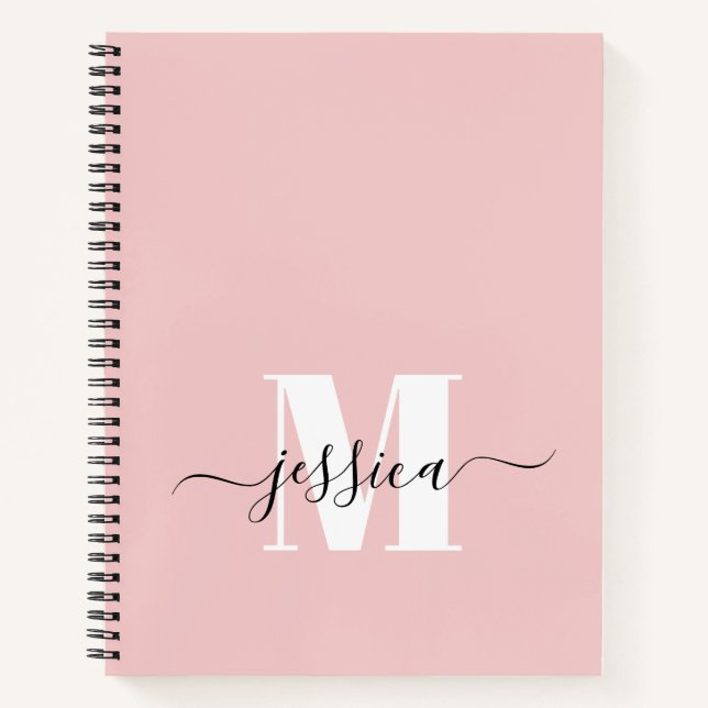 Pink and White Personalised Monogram Notebook (Front)