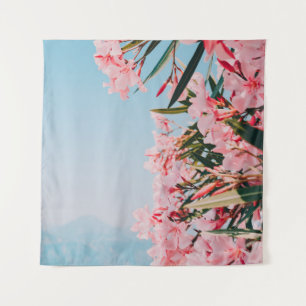 Pink and white petaled flowers tapestry