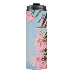Pink and white petaled flowers thermal tumbler