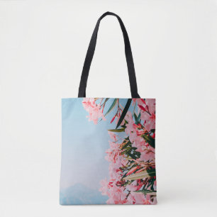 Pink and white petaled flowers tote bag