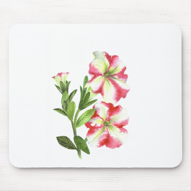 Pink and White Petunias Floral Art Mouse Pad (Front)