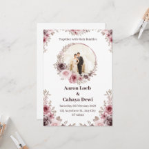 Pink and White Photo Floral Wedding Invitation