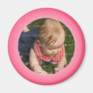 Pink and white photo frame magnet
