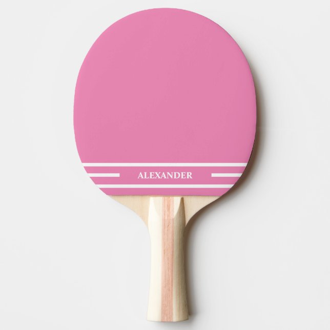 Pink and White Ping Pong Paddle with Name (Front)