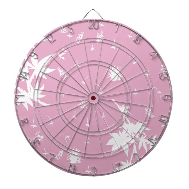 Pink and White Plants Dartboard (Front)