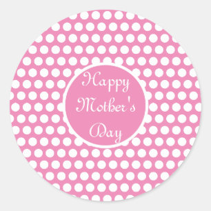 Pink and White Polka dot   Classic Round Sticker