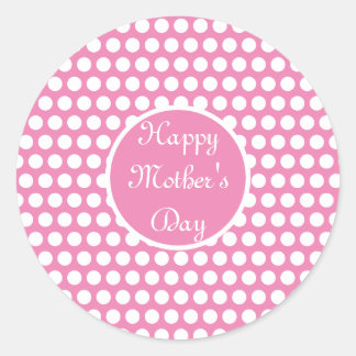 Pink and White Polka dot   Classic Round Sticker