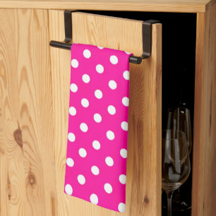 Pink and White Polka Dot Kitchen Towel