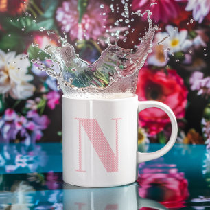 Pink and White Polka Dot Monogram Coffee Mug