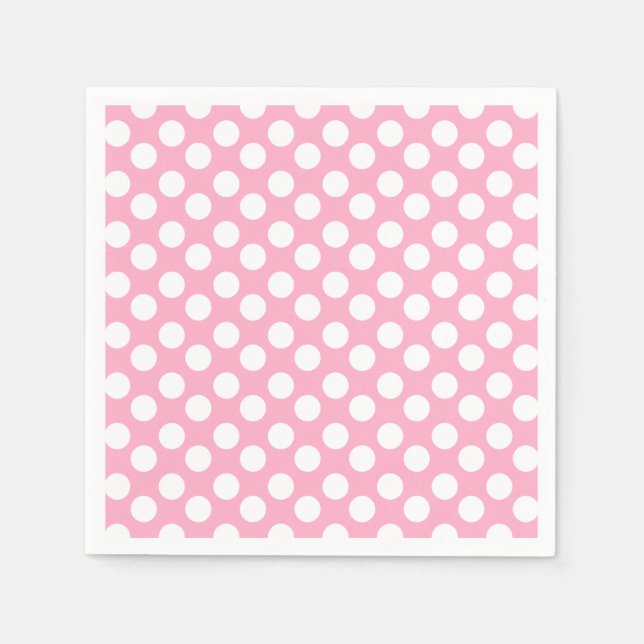 Pink and White Polka Dot Paper Napkin (Front)