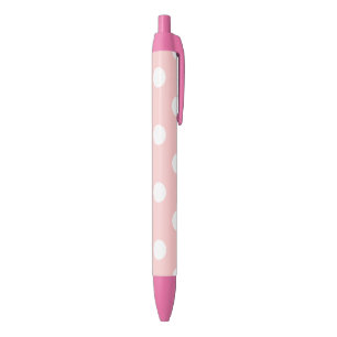 Pink and White Polka Dot Pattern Black Ink Pen