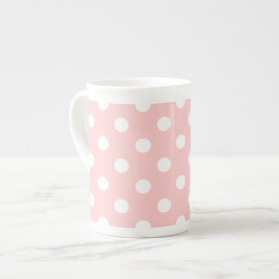 Pink and White Polka Dot Pattern Bone China Mug