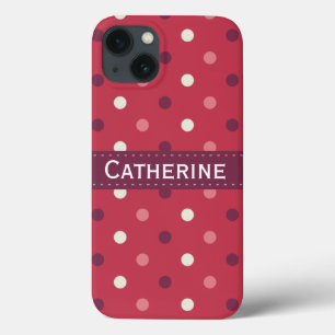 Pink and White Polka Dot Pattern iPhone 13 Case