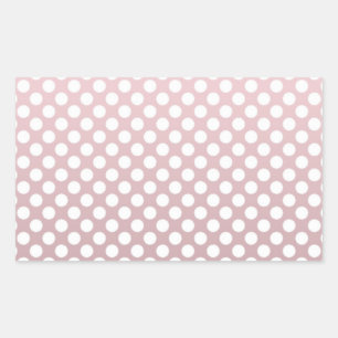 Pink and White Polka Dot Pattern Rectangular Sticker
