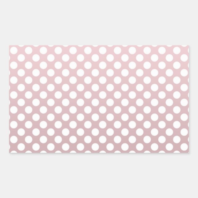Pink and White Polka Dot Pattern Rectangular Sticker (Front)