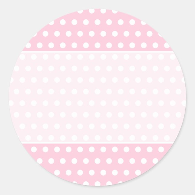 Pink and White Polka Dot Pattern. Spotty. Classic Round Sticker (Front)
