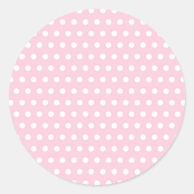 Pink and White Polka Dot Pattern. Spotty. Classic Round Sticker (Front)
