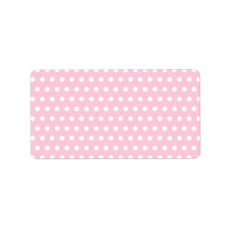 Pink and White Polka Dot Pattern. Spotty. Label