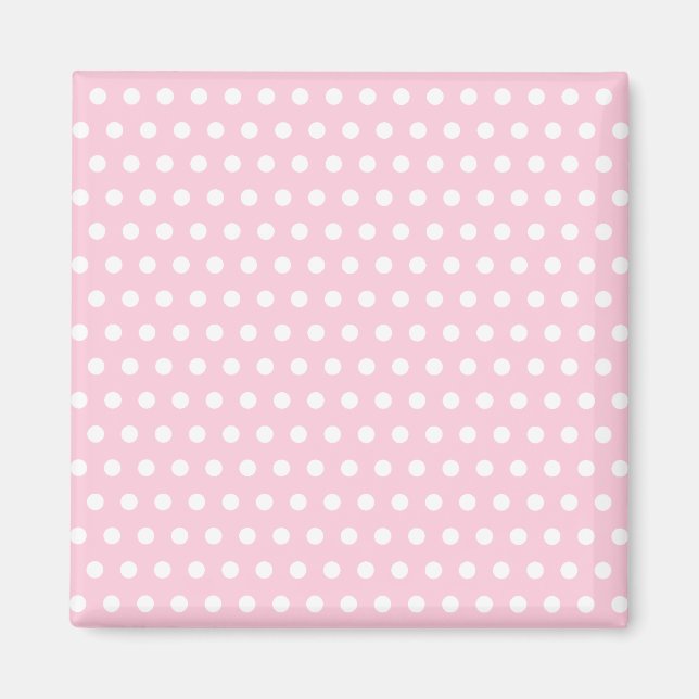 Pink and White Polka Dot Pattern. Spotty. Magnet (Front)