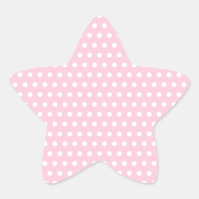 Pink and White Polka Dot Pattern. Spotty. Star Sticker (Front)