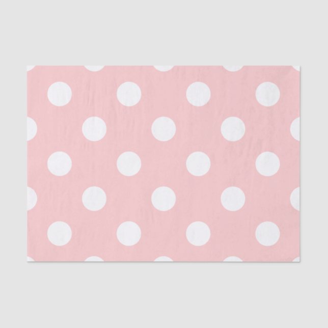 Pink and White Polka Dot Pattern Tissue Paper (Front)