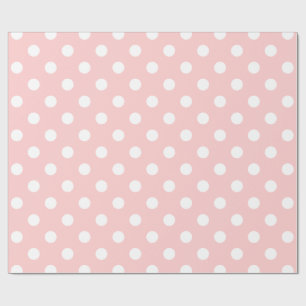 Pink and White Polka Dot Pattern Wrapping Paper