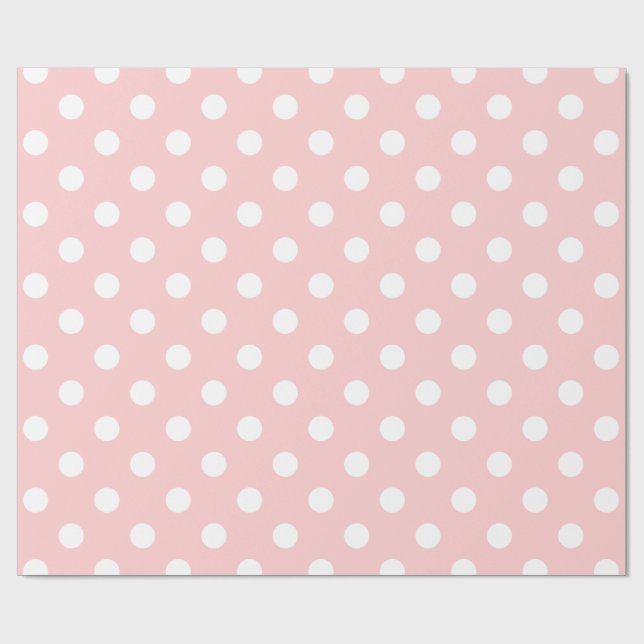 Pink and White Polka Dot Pattern Wrapping Paper (Flat)
