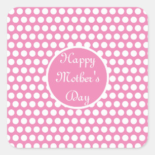 Pink and White Polka dot   Square Sticker