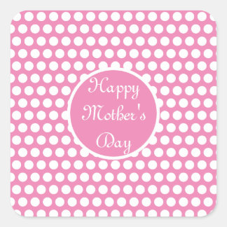 Pink and White Polka dot   Square Sticker