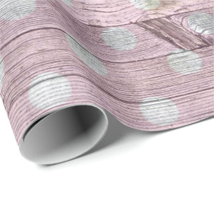 pink and white polka dot woodgrain wrapping paper