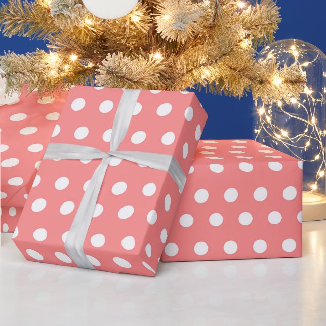 Pink and White Polka Dot Wrapping Paper (Holidays)