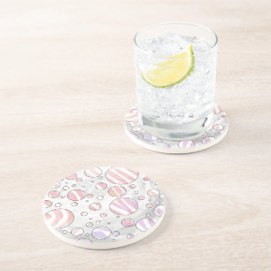 Pink and White Polka Dot Zebra Coaster