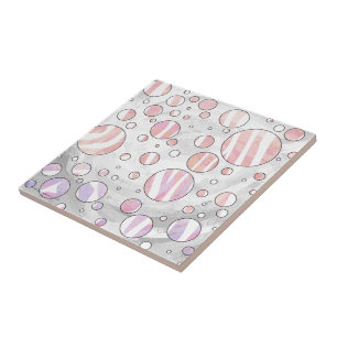 Pink and White Polka Dot Zebra Tile