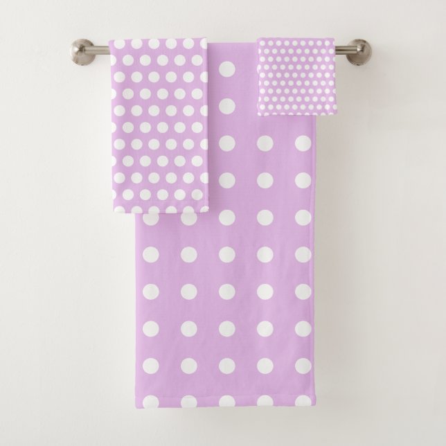 Pink and white Polka Dots Bath Towel Set (Insitu)