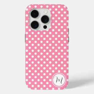 Pink and White Polka Dots iPhone 15 Pro Case
