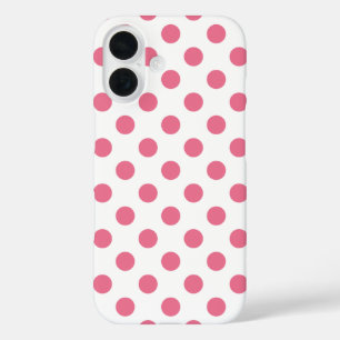 Pink and white polka dots iPhone 16 case