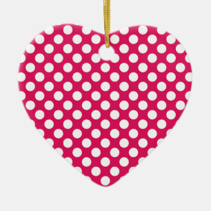 Pink and white polka dots ceramic ornament