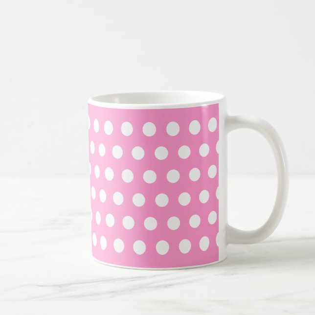 Pink and White Polka Dots Coffee Mug (Right)