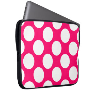 Pink and White Polka Dots Electronics Bag