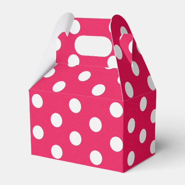 Pink And White Polka Dots Favour Box (Front Side)