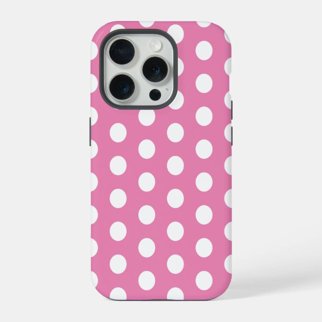 Pink and White Polka Dots iPhone Case (Back)