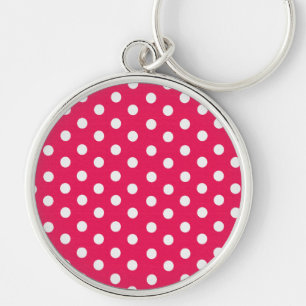 Pink And White Polka Dots Key Ring