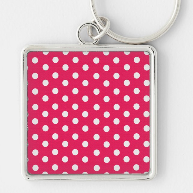 Pink And White Polka Dots Key Ring (Front)