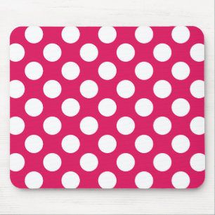 Pink and white polka dots mouse pad