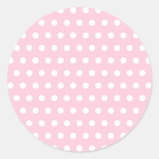 Pink and White Polka Dots Pattern. Classic Round Sticker