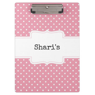 Pink and White Polka Dots Personalised  Clipboard