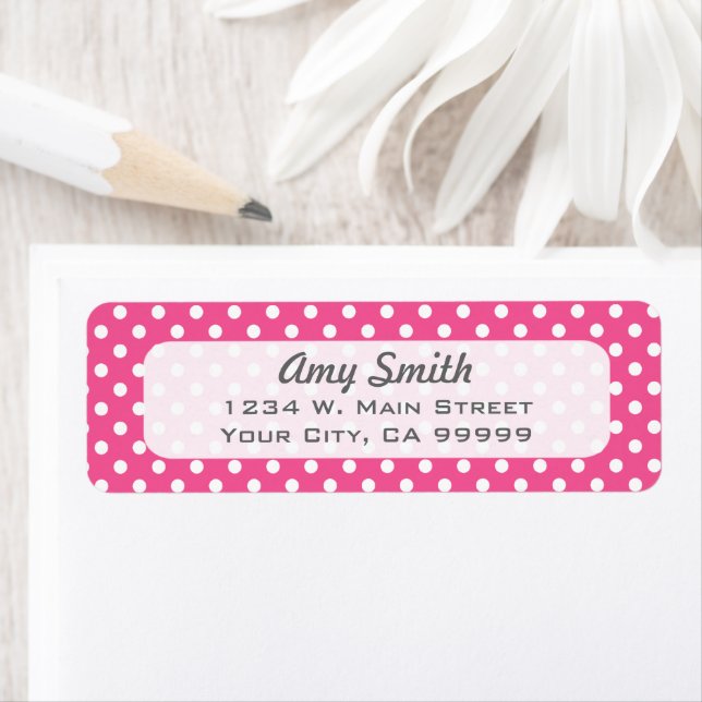 Pink and White Polka Dots Return Address Label (Insitu)
